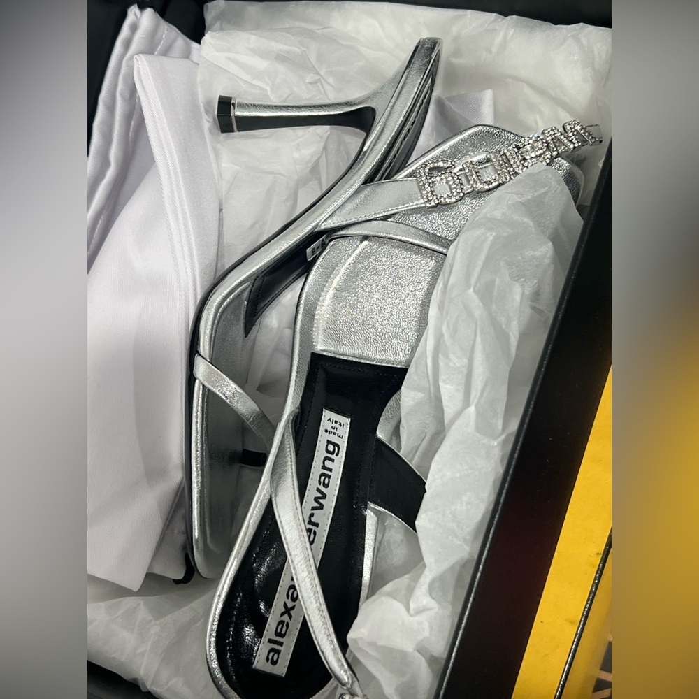 Brand new never worn Alexander wang silver heels